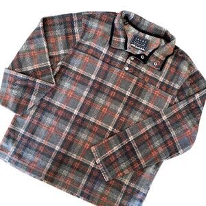 JACHS NY Men's Plaid Fleece Pullover 1/4 Button Outdoors M